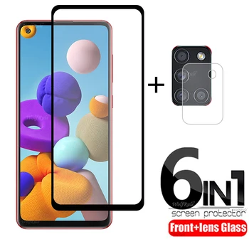 6-in-1 עבור Samsung Galaxy A21S זכוכית עבור סמסונג A21S זכוכית מחוסמת כיסוי מלא 9H מגן מסך עבור סמסונג A21S עדשת זכוכית התמונה