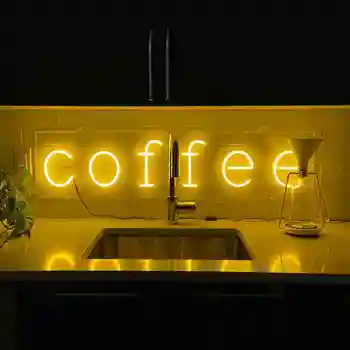 שלט ניאון קפה קפה תפאורה אורות ניאון על קפה משפחה בר קיר המטבח עיצוב המסעדה לשתות אזור ניאון קיר בעיצוב התמונה